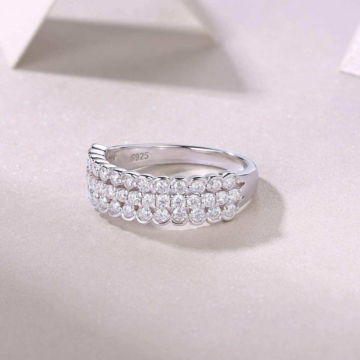 moissanite multi row ring 925 sterling silver statement minimalist luxury