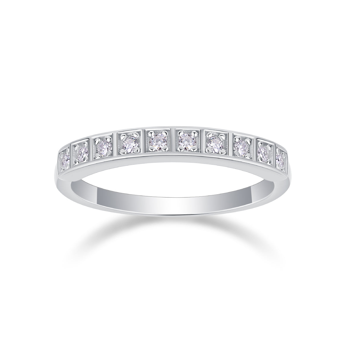 moissanite eternity ring 925 sterling silver square cut band diamond alternative