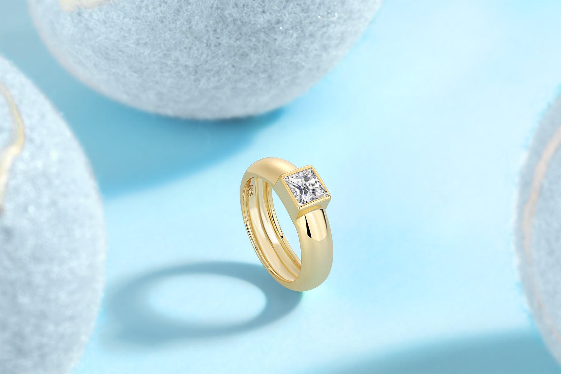 princess cut moissanite ring 925 sterling silver gold minimalist luxury