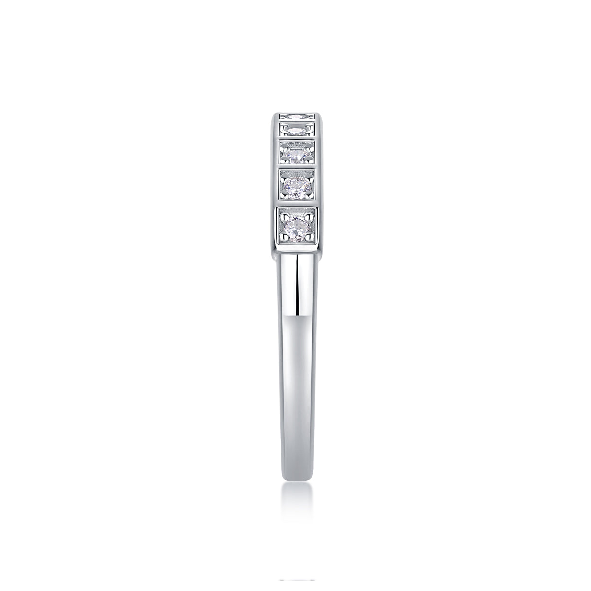 moissanite eternity ring 925 sterling silver square cut band diamond alternative