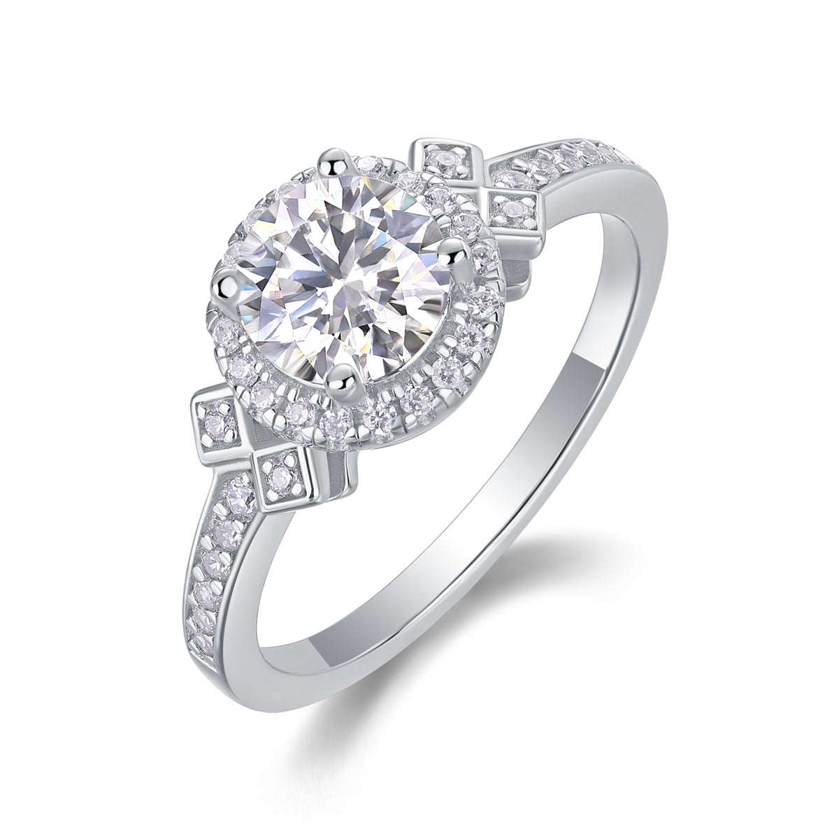 moissanite halo ring 925 sterling silver round cut minimalist luxury