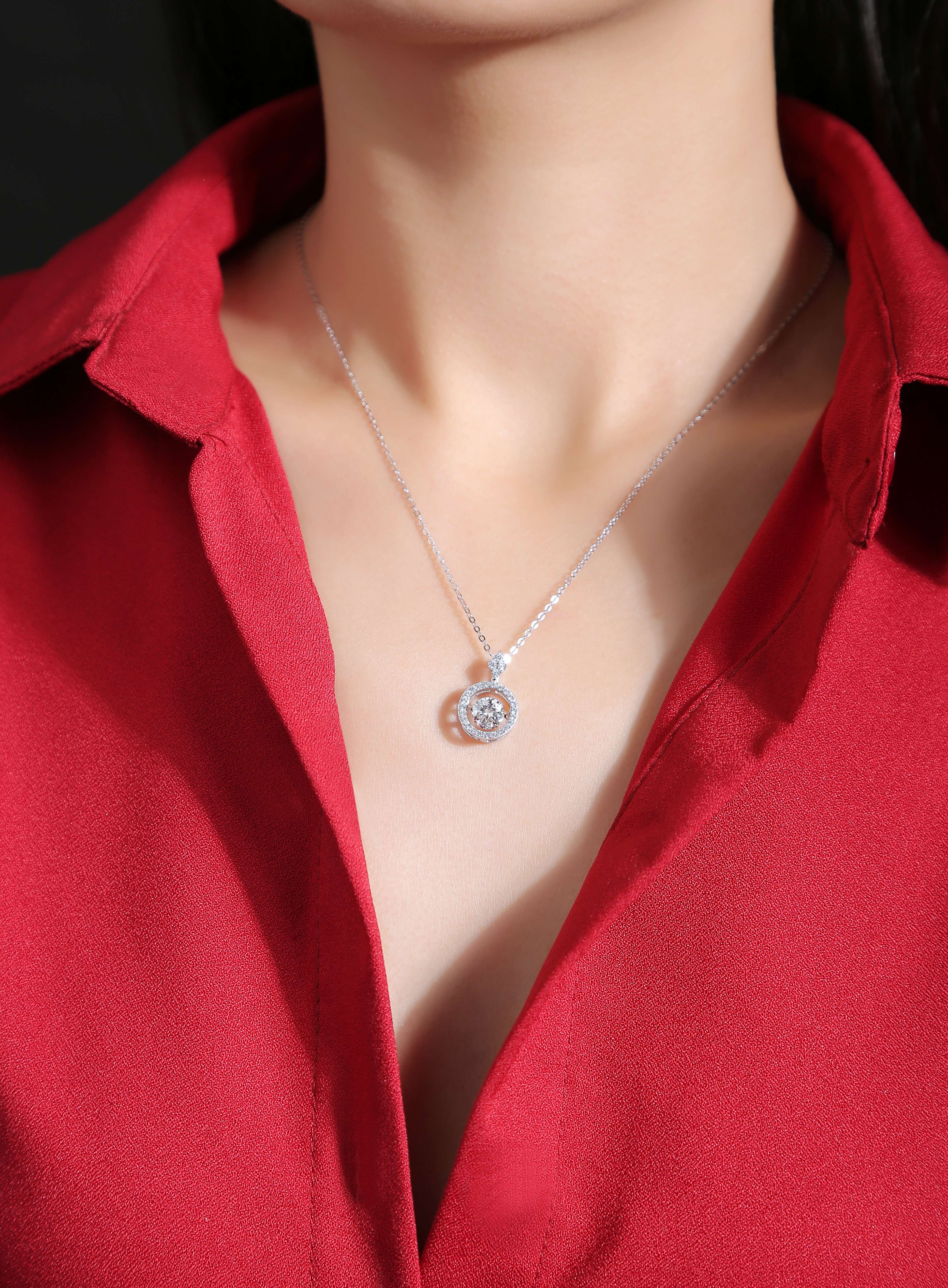 moissanite circle pendant necklace 925 sterling silver minimalist luxury