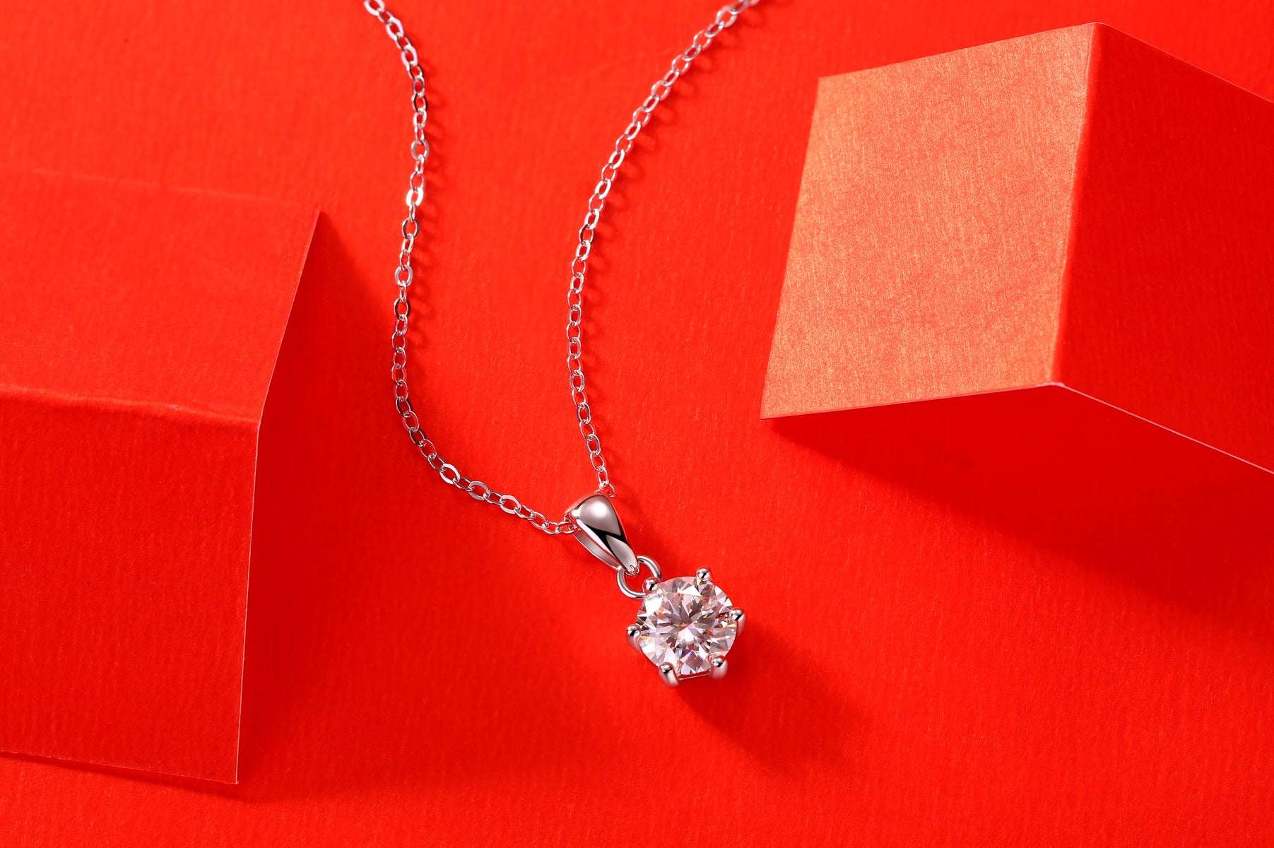moissanite pendant necklace 925 sterling silver solitaire minimalist luxury