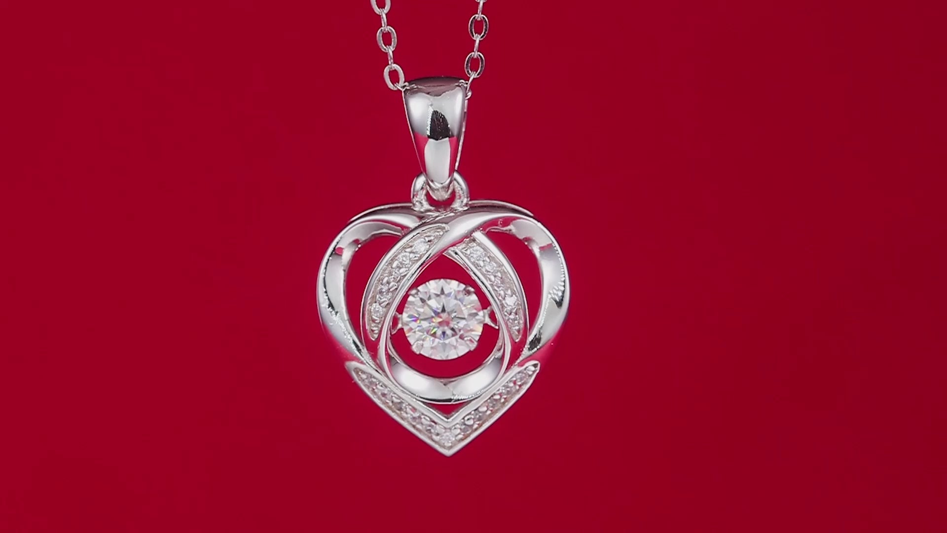 1With You In My Heart - Fashionable 0.5-carat Moissanite S925 Sterling Silver Pendant Necklace Set (Platinum Plated)