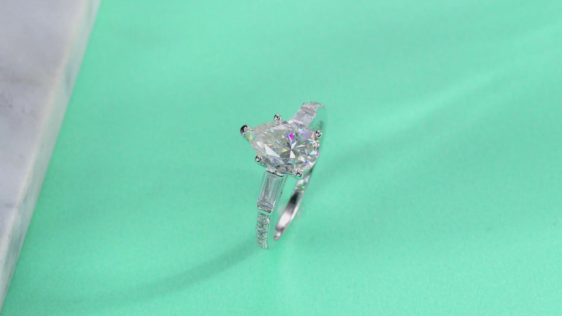 moissanite solitaire ring 925 sterling silver pear cut minimalist luxury