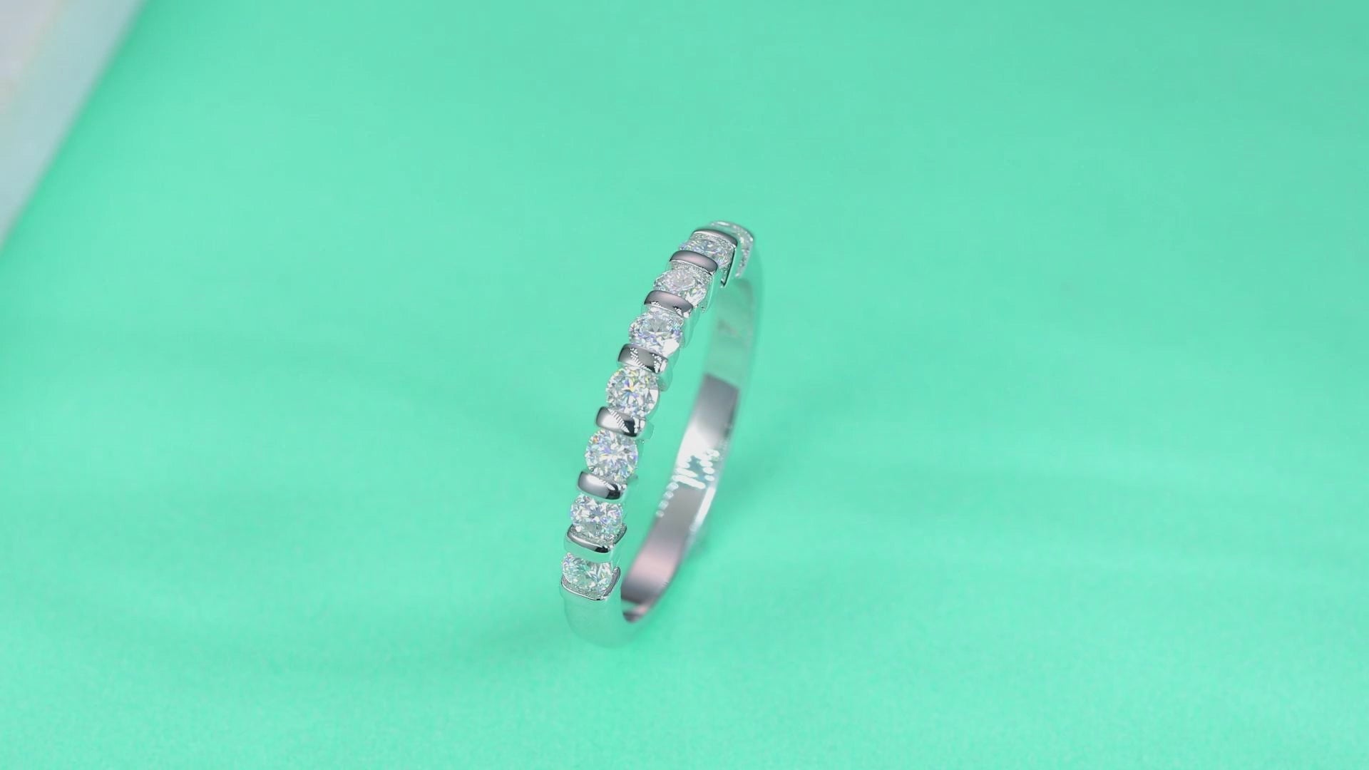 Moissanite eternity ring 925 sterling silver band with round stones