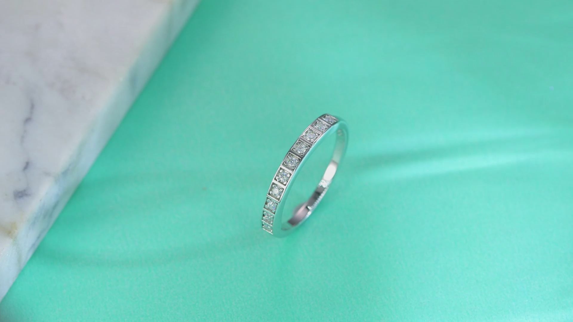 moissanite eternity ring 925 sterling silver square cut band diamond alternative